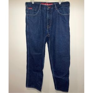 Pre-Owned ecko unltd. Denim Foundry Blue Dark Wash Jeans Wide Leg Size 36 Y2K